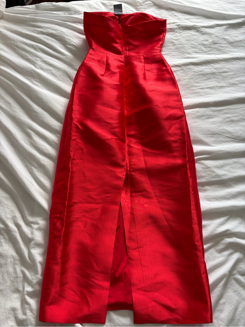 Monique Lhuillier Collection Red Strapless Pleated Faille Satin Evening Gown NWT - Picture 10 of 16